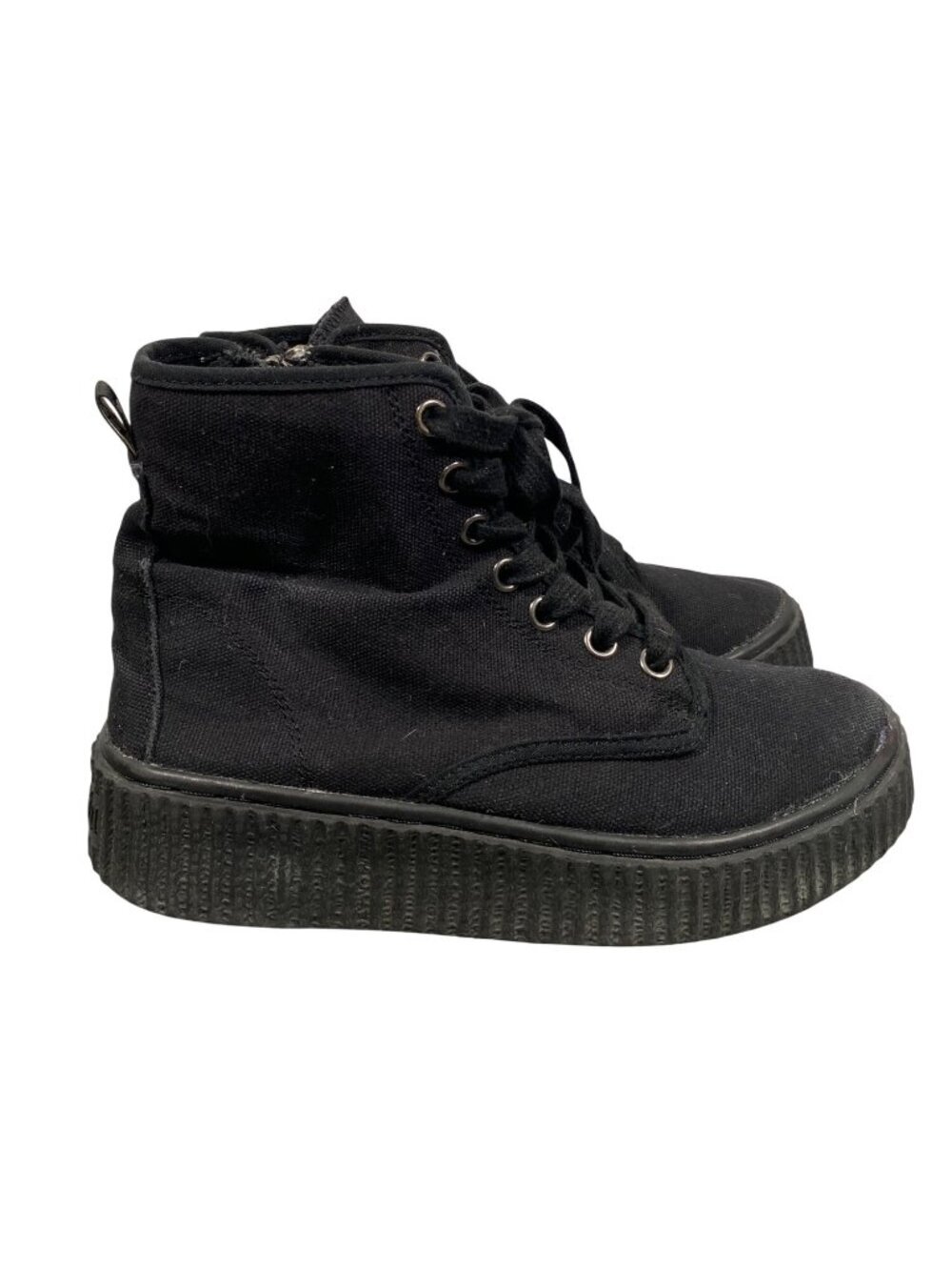Demonia Pleaser Black Lace-Up High Top Creepers sneakers Side Zipper M7 L9